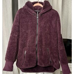CALVIN KLEIN PERFORMANCE Hooded Jacket Women's 2X Purple Fleece Full Zip Pockets